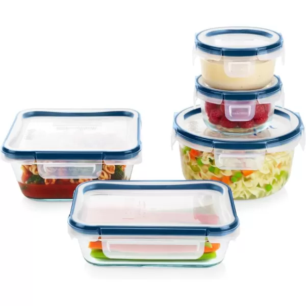 Pyrex Freshlock 8-Pieces Mixed Sized Glass Food Storage Containers Set, Airtight &amp; Leakproof Locking Lids, Freezer Dishwasher Microwave Safe