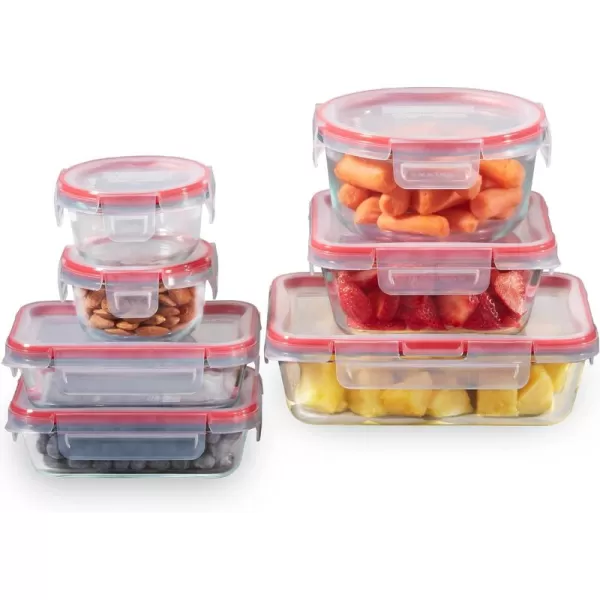 Pyrex Freshlock 8-Pieces Mixed Sized Glass Food Storage Containers Set, Airtight &amp; Leakproof Locking Lids, Freezer Dishwasher Microwave Safe