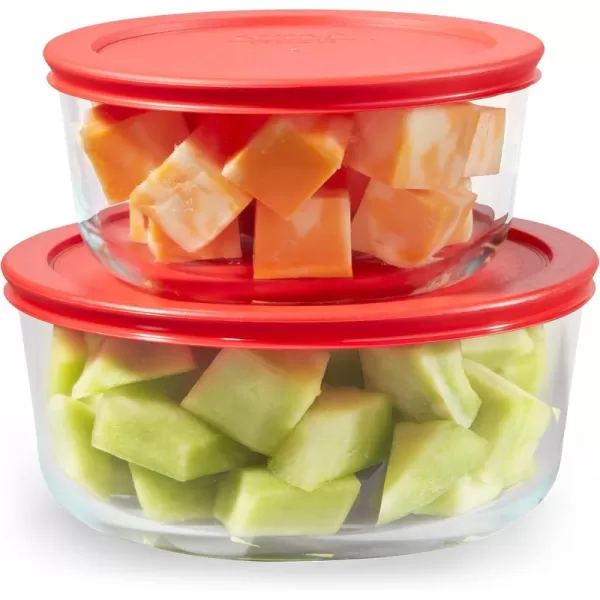 Pyrex Simply Store 6-Pc Glass Food Storage Container Set with Lids, 3-Cup, 6-Cup, &amp; 11-Cup Rectangular Meal Prep Containers with Lid, BPA-Free Lid, Dishwasher, Microwave and Freezer Safe