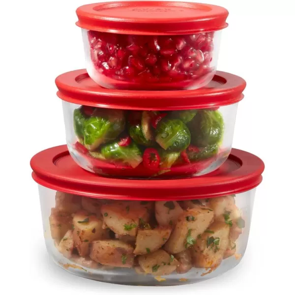 Pyrex Simply Store 6-Pc Glass Food Storage Container Set with Lids, 3-Cup, 6-Cup, &amp; 11-Cup Rectangular Meal Prep Containers with Lid, BPA-Free Lid, Dishwasher, Microwave and Freezer Safe