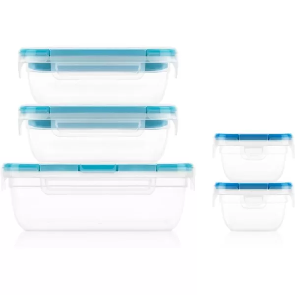 Snapware Total Solution 6-Pc Plastic Food Storage Containers Set with Lids, 8.5-Cup Rectangle Meal Prep Container, Non-Toxic, BPA-Free with 4 Locking Tabs, Microwave, Dishwasher, and Freezer Safe