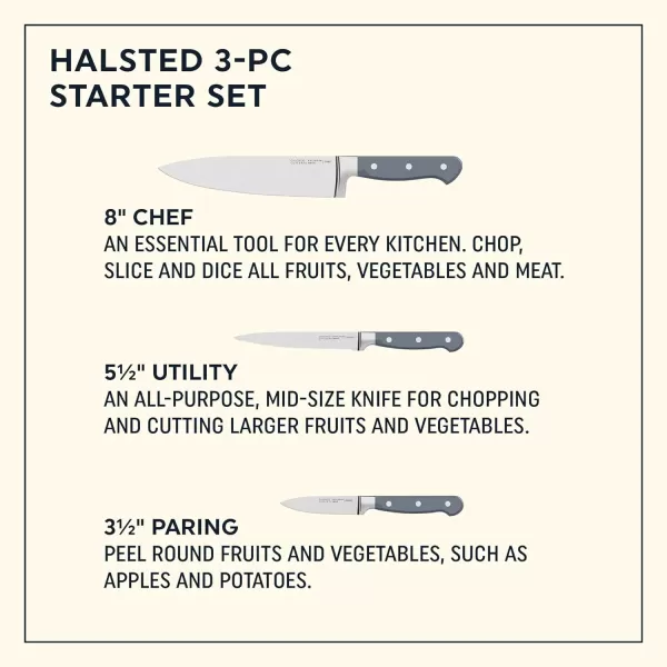 Chicago Cutlery Halsted  Full Cutlery Knife &amp; Wooden Block Set, Ergonomic Handles and Sharp Stainless Steel Professional Chef Cutlery Set