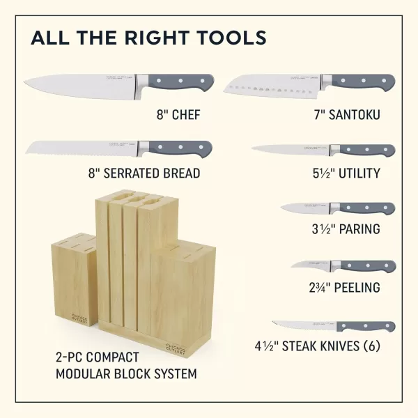 Chicago Cutlery Halsted  Full Cutlery Knife &amp; Wooden Block Set, Ergonomic Handles and Sharp Stainless Steel Professional Chef Cutlery Set