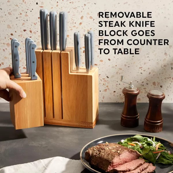 Chicago Cutlery Halsted  Full Cutlery Knife &amp; Wooden Block Set, Ergonomic Handles and Sharp Stainless Steel Professional Chef Cutlery Set