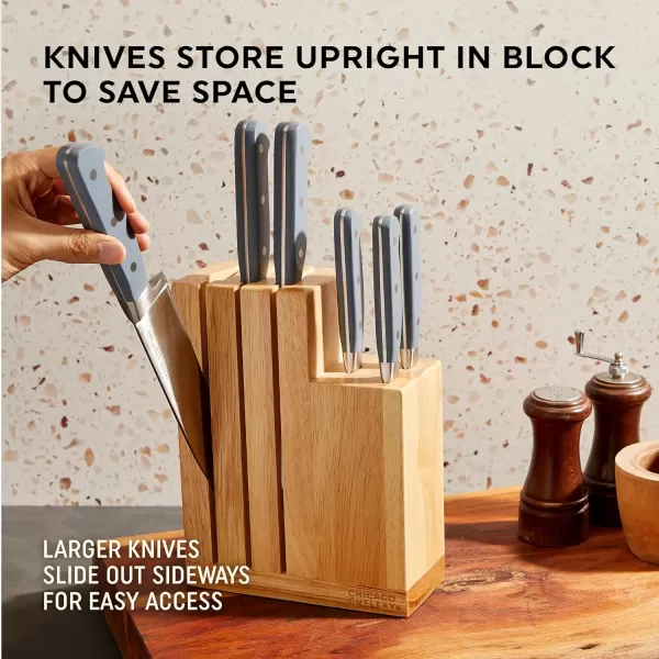 Chicago Cutlery Halsted  Full Cutlery Knife &amp; Wooden Block Set, Ergonomic Handles and Sharp Stainless Steel Professional Chef Cutlery Set