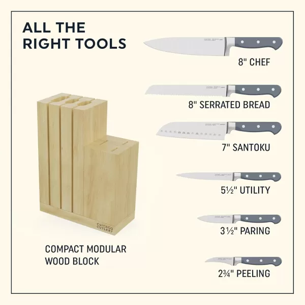 Chicago Cutlery Halsted  Full Cutlery Knife &amp; Wooden Block Set, Ergonomic Handles and Sharp Stainless Steel Professional Chef Cutlery Set