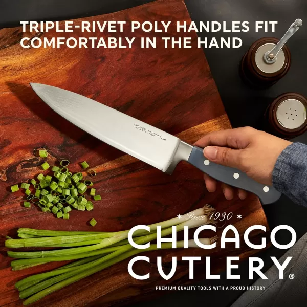 Chicago Cutlery Halsted  Full Cutlery Knife &amp; Wooden Block Set, Ergonomic Handles and Sharp Stainless Steel Professional Chef Cutlery Set