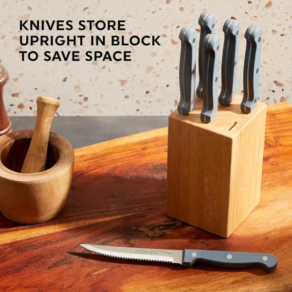 Chicago Cutlery Halsted  Full Cutlery Knife &amp; Wooden Block Set, Ergonomic Handles and Sharp Stainless Steel Professional Chef Cutlery Set