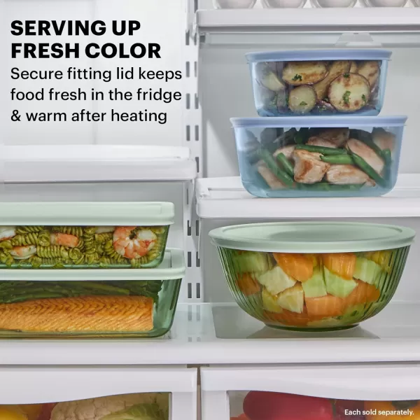 Pyrex Colors  Sculpted Tinted Glass Mixing Bowls With Lids, Nesting Space Saving Set of Bowls For Prepping and Baking, 1.3QT, 2.3QT &amp; 4.5Q