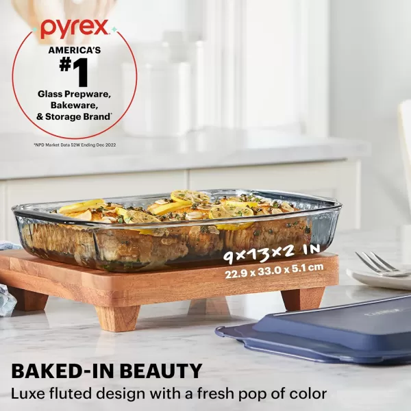 Pyrex Colors  Tinted Glass Baking Dish with BPA-Free Lid, Oblong Bakeware Glass Pan For Casserole &amp; Lasagna, Dishwasher, Freezer, Microwave and Pre-Heated Oven Safe, Smoke
