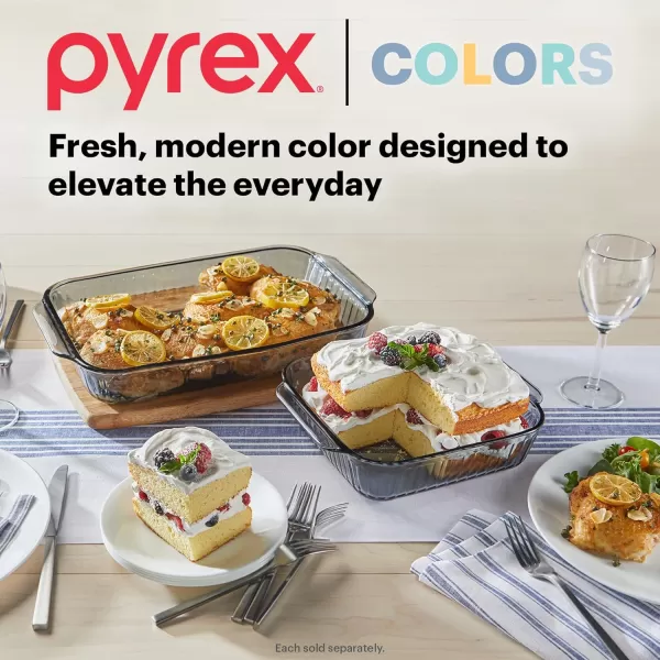 Pyrex Colors  Tinted Glass Baking Dish with BPA-Free Lid, Oblong Bakeware Glass Pan For Casserole &amp; Lasagna, Dishwasher, Freezer, Microwave and Pre-Heated Oven Safe, Smoke