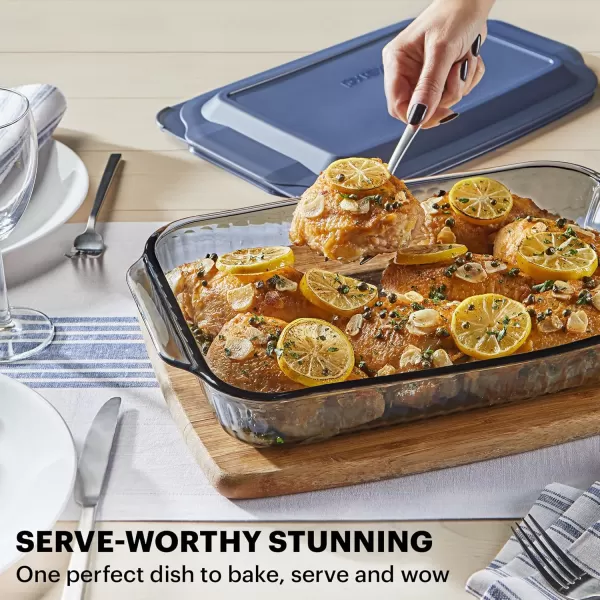 Pyrex Colors  Tinted Glass Baking Dish with BPA-Free Lid, Oblong Bakeware Glass Pan For Casserole &amp; Lasagna, Dishwasher, Freezer, Microwave and Pre-Heated Oven Safe, Smoke