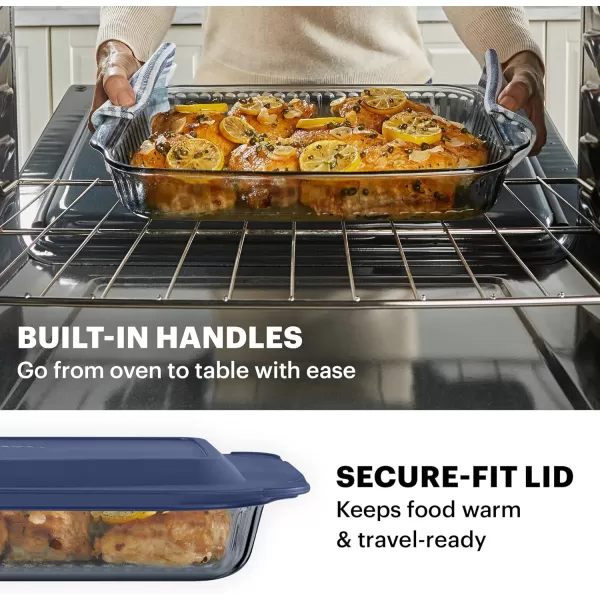 Pyrex Colors  Tinted Glass Baking Dish with BPA-Free Lid, Oblong Bakeware Glass Pan For Casserole &amp; Lasagna, Dishwasher, Freezer, Microwave and Pre-Heated Oven Safe, Smoke