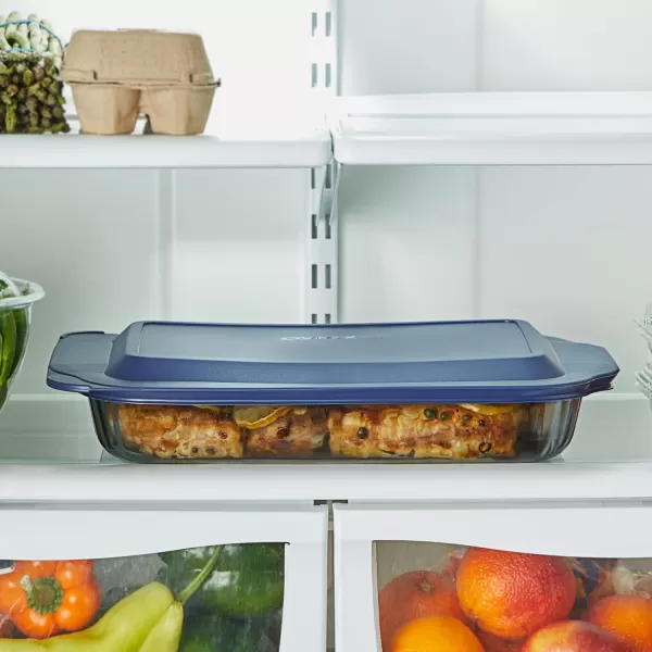 Pyrex Colors  Tinted Glass Baking Dish with BPA-Free Lid, Oblong Bakeware Glass Pan For Casserole &amp; Lasagna, Dishwasher, Freezer, Microwave and Pre-Heated Oven Safe, Smoke