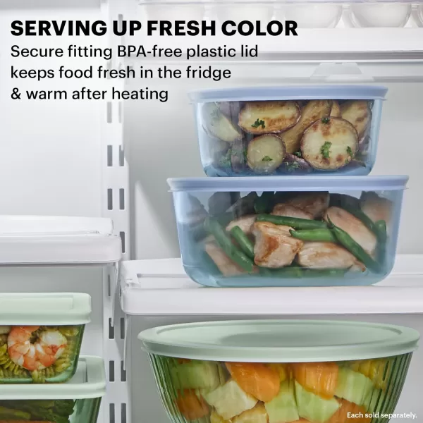 Pyrex Colors  Tinted Glass Rectangle Food Storage Container Set, Snug Fit Non-Toxic Plastic BPA-Free Lids, Freezer Dishwasher Microwave Safe, 3 Cup, 6 Cup &amp; 11 Cup, Green