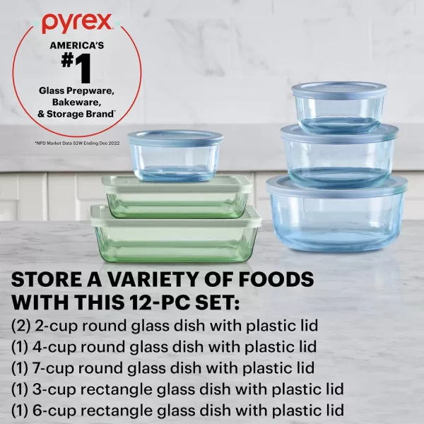 Pyrex Colors  Tinted Glass Rectangle Food Storage Container Set, Snug Fit Non-Toxic Plastic BPA-Free Lids, Freezer Dishwasher Microwave Safe, 3 Cup, 6 Cup &amp; 11 Cup, Green