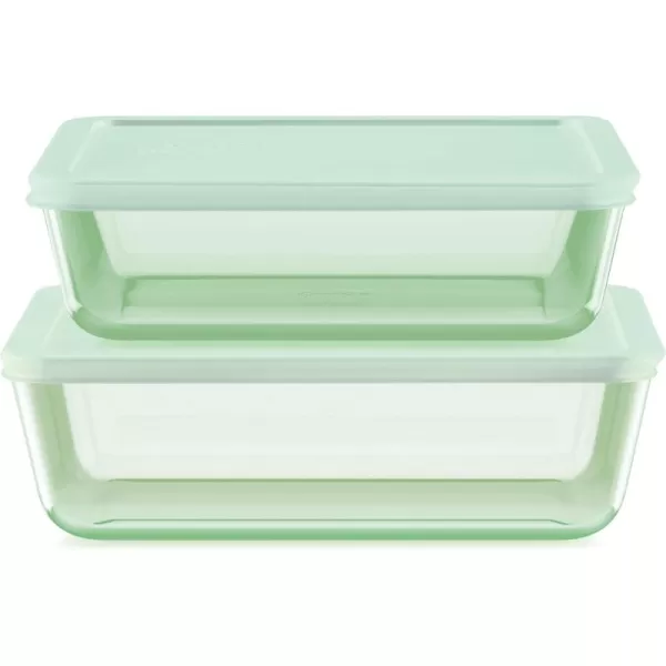 Pyrex Colors  Tinted Glass Rectangle Food Storage Container Set, Snug Fit Non-Toxic Plastic BPA-Free Lids, Freezer Dishwasher Microwave Safe, 3 Cup, 6 Cup &amp; 11 Cup, Green