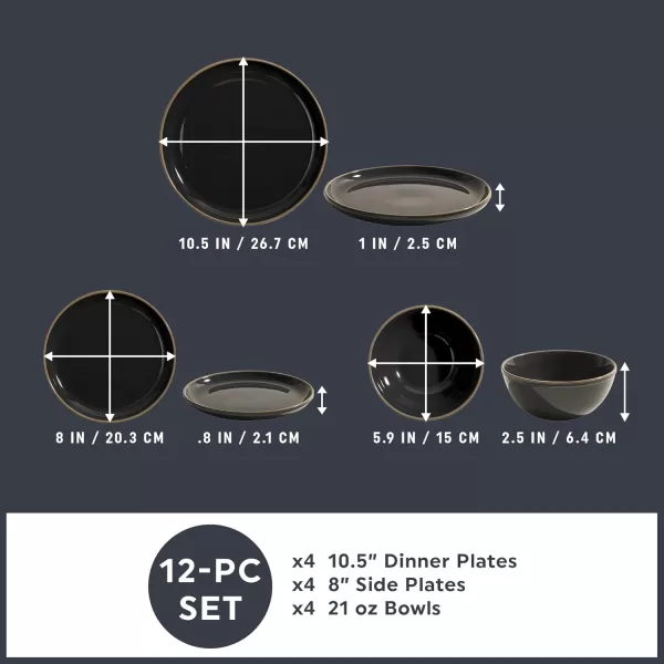 Corelle Stoneware 16-Pc Dinnerware Set, Handcrafted Artisanal Double Bead Plates, Meal Bowls, Bowls and Tumblers, Solid and Reactive Glazes, Dining Plate Set, Oatmeal