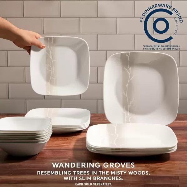 imageCorelle Vitrelle 18 Piece Glass Dinnerware Sets Rectangular Square Plate and Bowl Set Service for 6 Triple Layer Chip ampamp Crack Resistant Glass Plate and Bowl Sets Wandering Grove