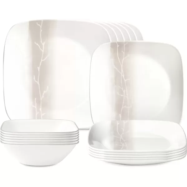 imageCorelle Vitrelle 18 Piece Glass Dinnerware Sets Rectangular Square Plate and Bowl Set Service for 6 Triple Layer Chip ampamp Crack Resistant Glass Plate and Bowl Sets Wandering Grove