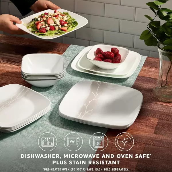 imageCorelle Vitrelle 18 Piece Glass Dinnerware Sets Rectangular Square Plate and Bowl Set Service for 6 Triple Layer Chip ampamp Crack Resistant Glass Plate and Bowl Sets Wandering Grove