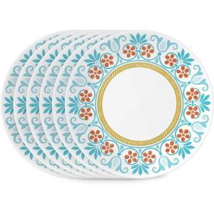 imageCorelle 6Piece 85quot Lunch Round Plates Vitrelle Triple Layer Glass Lightweight Round Plates Salad Plates Chip and Scratch Resistant Microwave and Dishwasher Safe Brasserie MediumLisbon Terrace