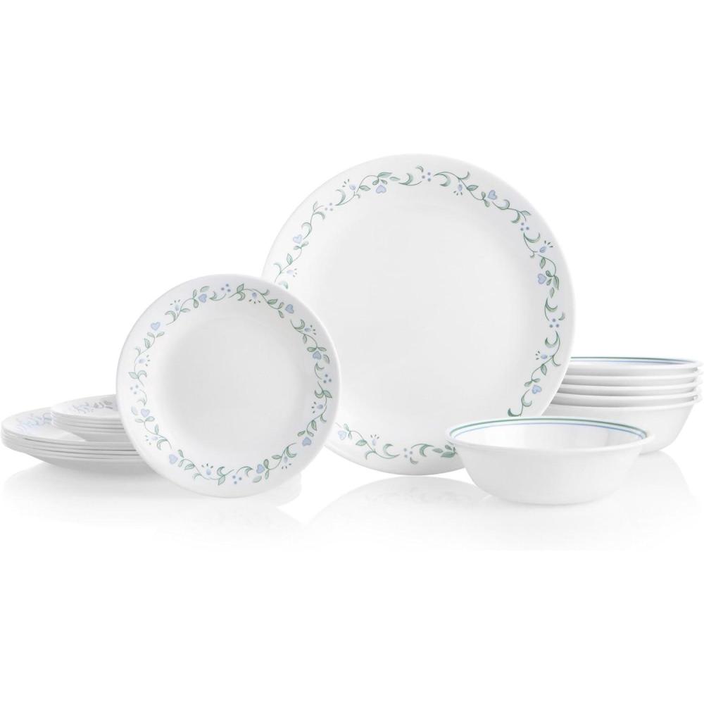 imageCorelle Vitrelle 18 Piece Glass Dinnerware Sets Service for 6 Triple Layer Chip ampamp Crack Resistant Glass Plate and Bowl Sets LailaCountry Cottage
