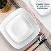 imageCorelle Vitrelle 18Piece Service for 6 Square Dinnerware Set Triple Layer Glass and Chip Resistant Lightweight Square Plates and Bowls Set Pure WhitePure White