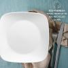 imageCorelle Vitrelle 18Piece Service for 6 Square Dinnerware Set Triple Layer Glass and Chip Resistant Lightweight Square Plates and Bowls Set Pure WhitePure White