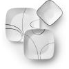 imageCorelle Vitrelle 18Piece Service for 6 Square Dinnerware Set Triple Layer Glass and Chip Resistant Lightweight Square Plates and Bowls Set Pure WhiteSimple Lines