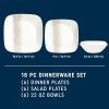 imageCorelle Vitrelle 18Piece Service for 6 Square Dinnerware Set Triple Layer Glass and Chip Resistant Lightweight Square Plates and Bowls Set Pure WhiteWandering Grove