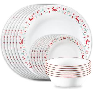 imageCorelle Vitrelle 18 Piece Glass Dinnerware Sets Service for 6 Triple Layer Chip ampamp Crack Resistant Glass Plate and Bowl Sets LailaBe Merry