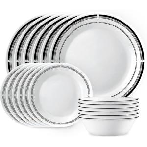 imageCorelle Vitrelle 18 Piece Glass Dinnerware Sets Service for 6 Triple Layer Chip ampamp Crack Resistant Glass Plate and Bowl Sets LailaBrasserie