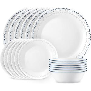 imageCorelle Vitrelle 18 Piece Glass Dinnerware Sets Service for 6 Triple Layer Chip ampamp Crack Resistant Glass Plate and Bowl Sets LailaCaspian