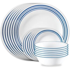 imageCorelle Vitrelle 18 Piece Glass Dinnerware Sets Service for 6 Triple Layer Chip ampamp Crack Resistant Glass Plate and Bowl Sets LailaLaila