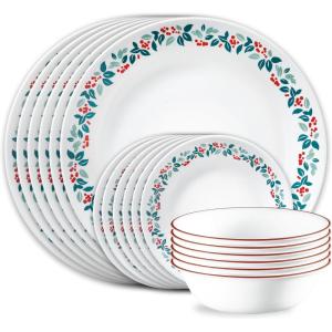 imageCorelle Vitrelle 18 Piece Glass Dinnerware Sets Service for 6 Triple Layer Chip ampamp Crack Resistant Glass Plate and Bowl Sets LailaWinter Berries