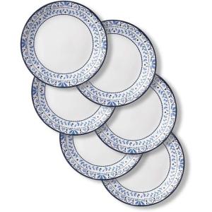 imageCorelle Vitrelle Salad Plates Set Triple Layer Glass and Chip Resistant 9Inch Lightweight Round Plates Portofino Caspian 6Piece85 Lunch Plates