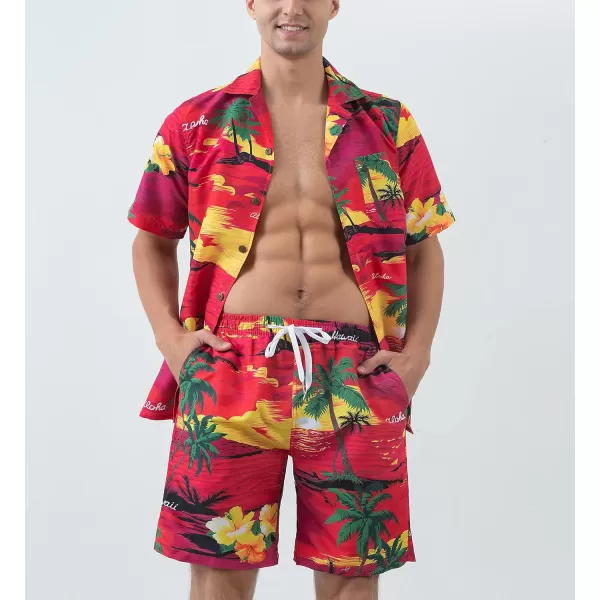 Year In Year Out Hawaiian Shirts And Shorts Sets For Men Regular Fit Casual Hawaiian Shirts Sets With Quick To Dry Effect