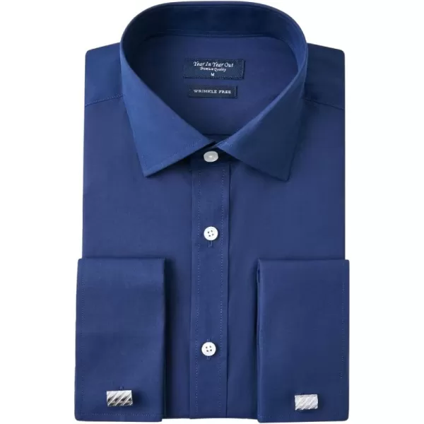 Year In Year Out French Cuff Wrinkle Free Dress Shirt for Men Regular Fit Long Sleeve Wrinkle Resistant Shirt