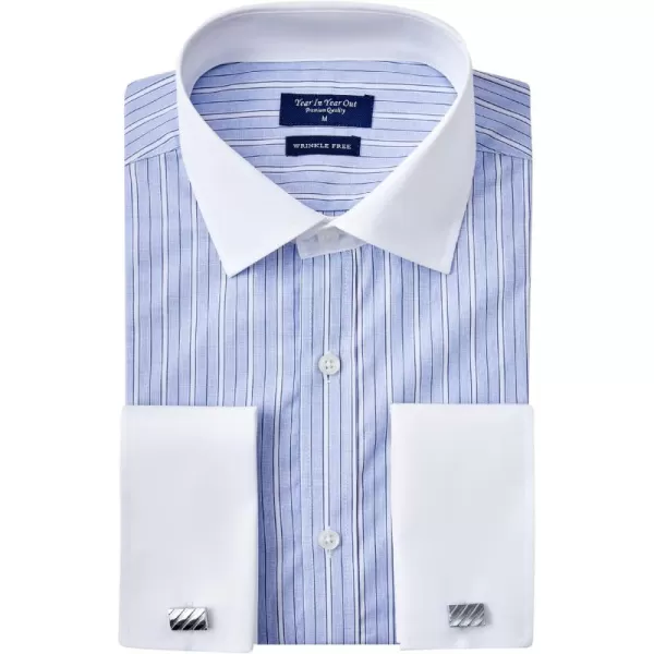 Year In Year Out French Cuff Wrinkle Free Dress Shirt for Men Regular Fit Long Sleeve Wrinkle Resistant Shirt