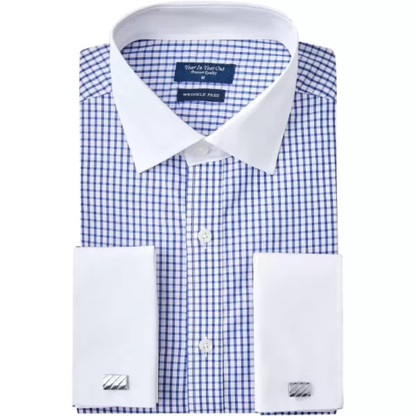 Year In Year Out French Cuff Wrinkle Free Dress Shirt for Men Regular Fit Long Sleeve Wrinkle Resistant Shirt