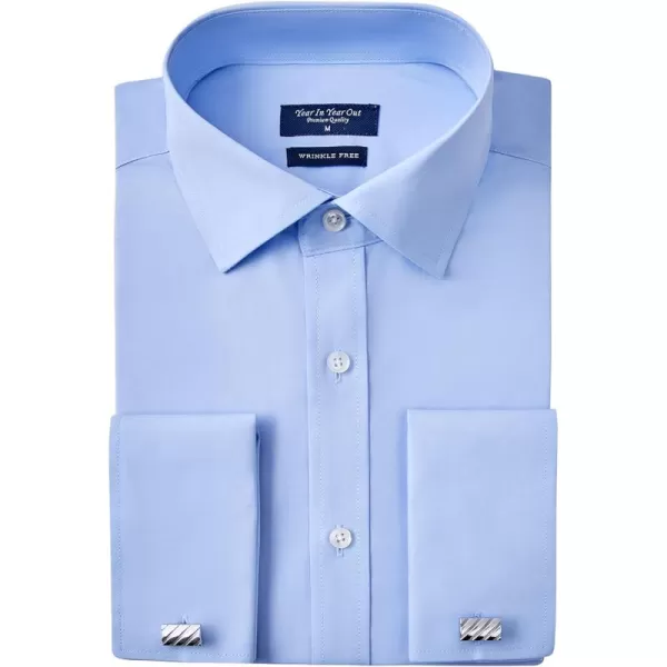 Year In Year Out French Cuff Wrinkle Free Dress Shirt for Men Regular Fit Long Sleeve Wrinkle Resistant Shirt