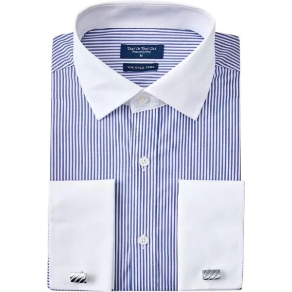 Year In Year Out French Cuff Wrinkle Free Dress Shirt for Men Regular Fit Long Sleeve Wrinkle Resistant Shirt