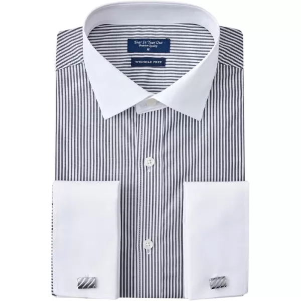 Year In Year Out French Cuff Wrinkle Free Dress Shirt for Men Regular Fit Long Sleeve Wrinkle Resistant Shirt