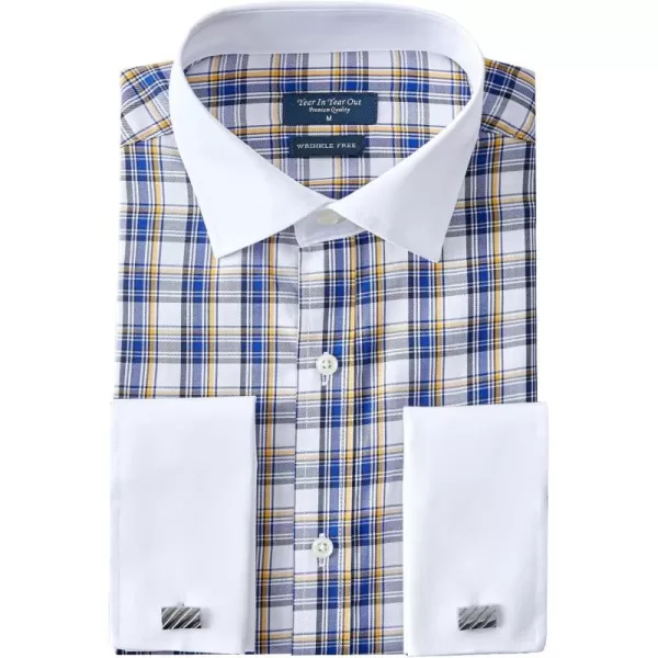 Year In Year Out French Cuff Wrinkle Free Dress Shirt for Men Regular Fit Long Sleeve Wrinkle Resistant Shirt