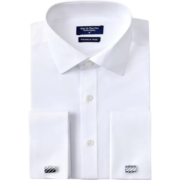 Year In Year Out French Cuff Wrinkle Free Dress Shirt for Men Regular Fit Long Sleeve Wrinkle Resistant Shirt