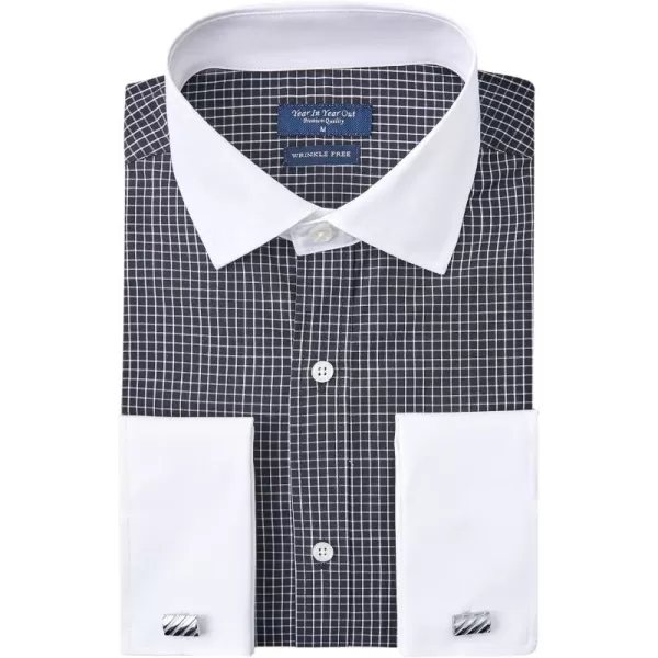 Year In Year Out French Cuff Wrinkle Free Dress Shirt for Men Regular Fit Long Sleeve Wrinkle Resistant Shirt