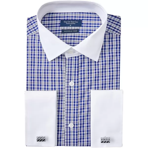 Year In Year Out French Cuff Wrinkle Free Dress Shirt for Men Regular Fit Long Sleeve Wrinkle Resistant Shirt