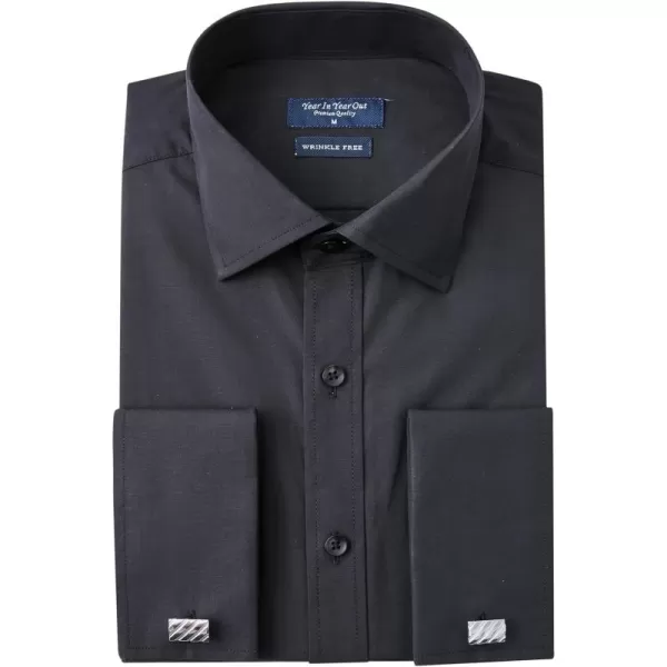 Year In Year Out French Cuff Wrinkle Free Dress Shirt for Men Regular Fit Long Sleeve Wrinkle Resistant Shirt