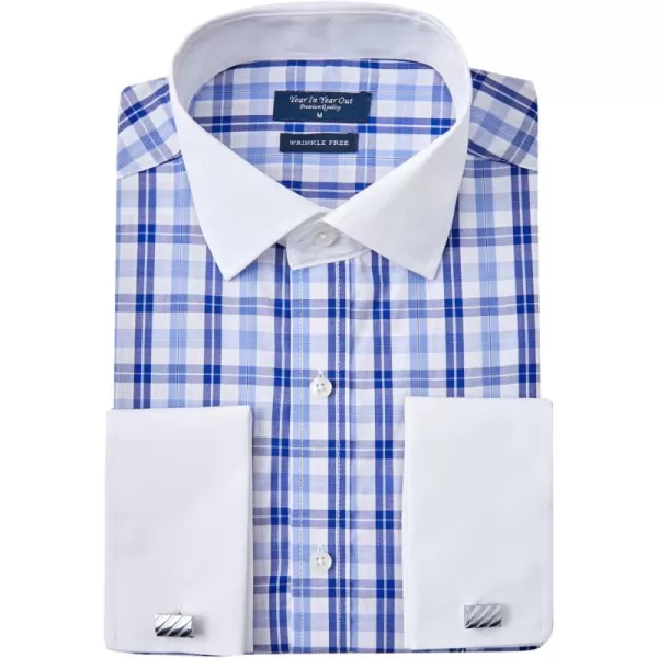 Year In Year Out French Cuff Wrinkle Free Dress Shirt for Men Regular Fit Long Sleeve Wrinkle Resistant Shirt